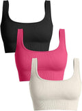 OQQ Women's Medium Support Ribbed Seamless Tank Top - Versatile