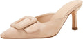 Pointed Toe Suede Heeled Mules for Women - Kitten Heel Slip On