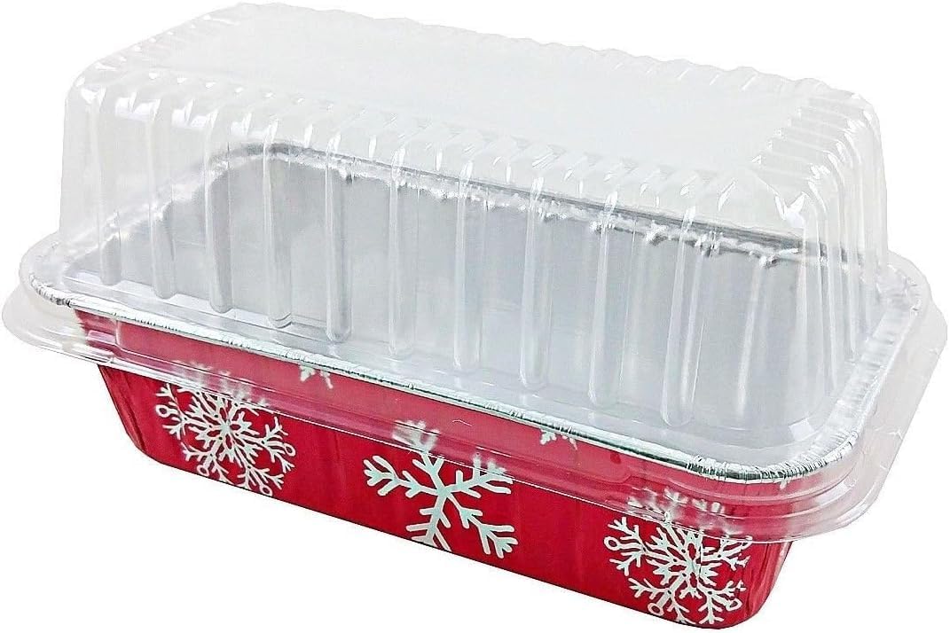 PACTOGO Red Holiday Snowflake Aluminum Foil Baking Pans Set