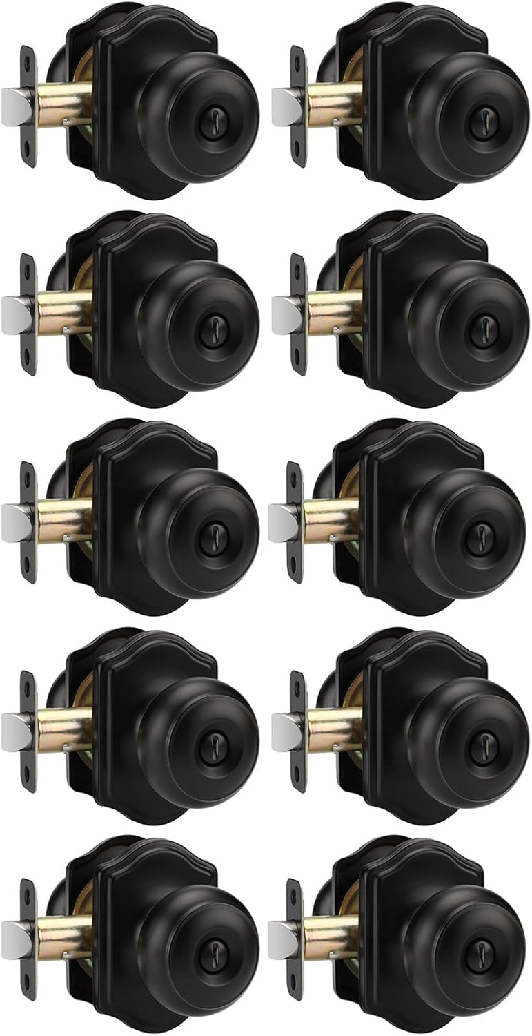 Matte Black Door Knobs for Interior, Bedroom & Bathroom Use