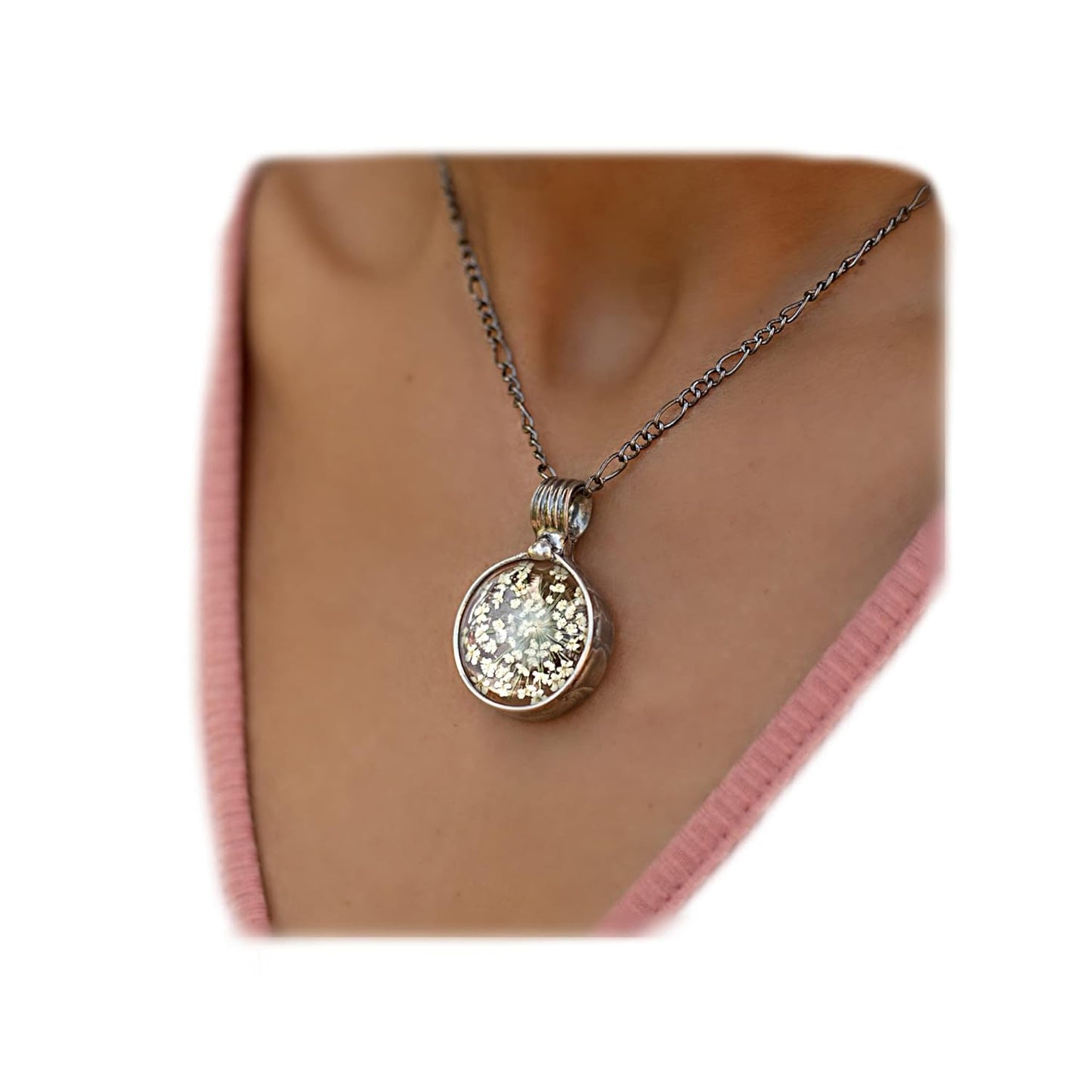 Bayou Glass Arts Queen Anne's Lace Necklace for Women Gift