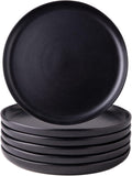 Ceramic Dinner Plates Set of 6 Wavy Rim 10.5 in - Matte Black
