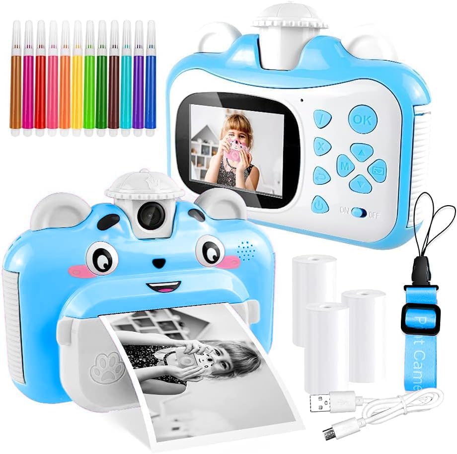 Kids Instant Camera with Color Pens - Gift for Ages 5-10