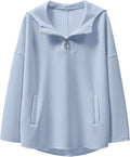 Oversized Quarter Zip Hoodie Tunic Pullover - Comfortable Everyday Top