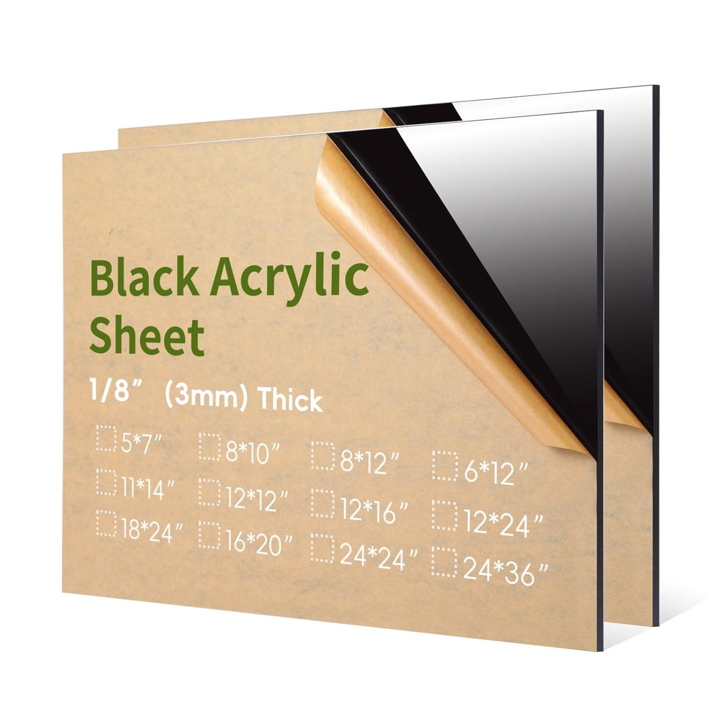 Black Acrylic Sheet 24x24 in 1/8 Thick for DIY Projects