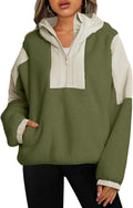 Panadila Womens Half Zip Sherpa Pullover Hoodie - Cozy Oversized Fit