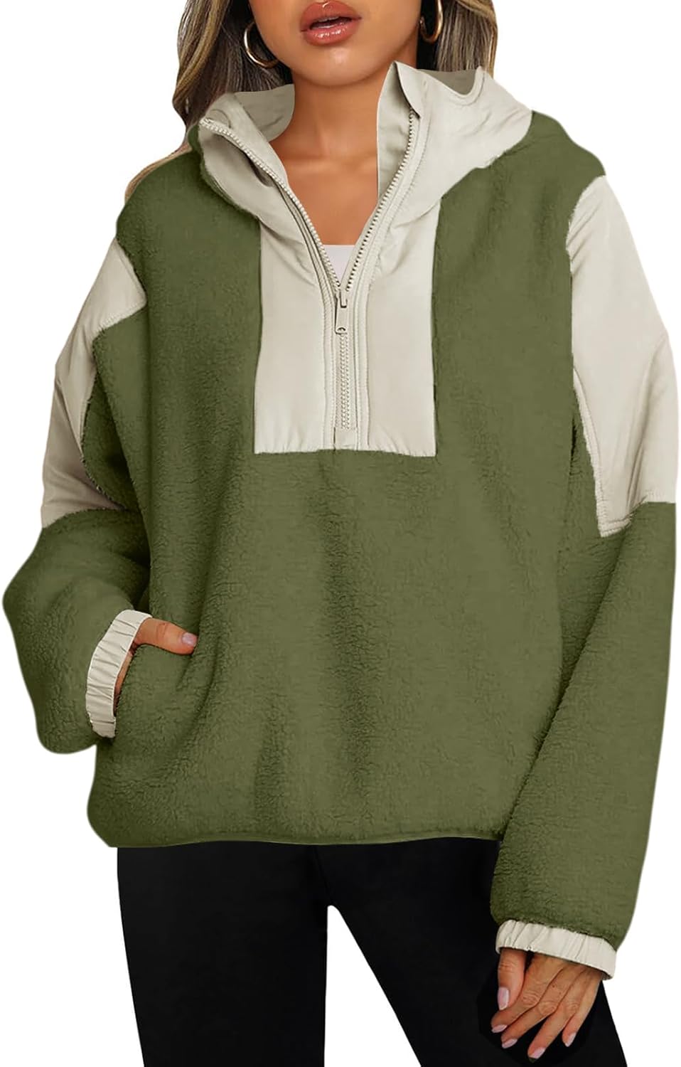 Panadila Womens Half Zip Pullover with Pockets for Comfort
