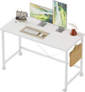 40 in Rolling Computer Desk with Wheels - White Rustic Mobile Desk