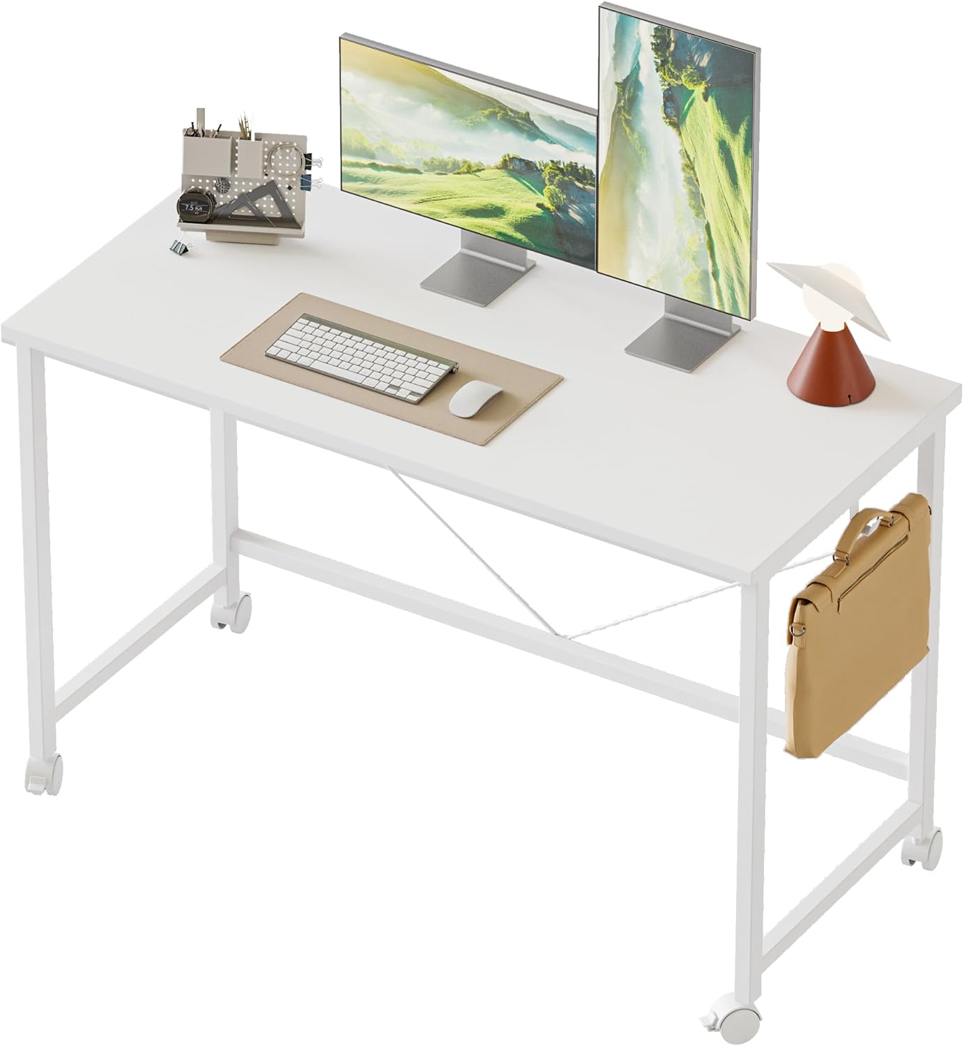 Mericonia Rolling Computer Desk with Wheels for Small Spaces