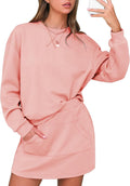Women 2 Piece Cotton Tracksuits Skort Set - Pockets & Crewneck
