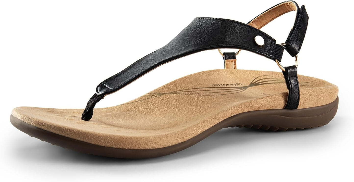 DREAM PAIRS Women's Flat Sandals with Arch Support for Comfort