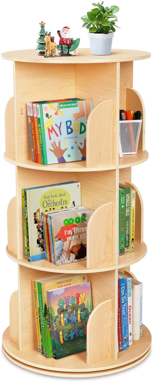 OOOK Kids Rotating Bookshelf for Small Spaces and Storage