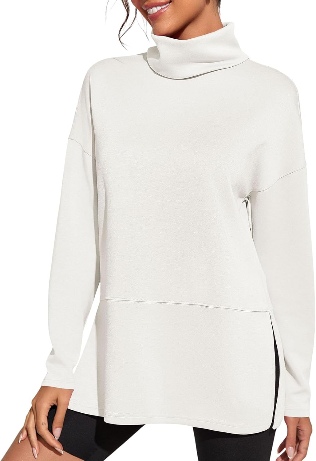 Fisoew Women's Turtleneck Oversized Sweatshirt for Casual Wear