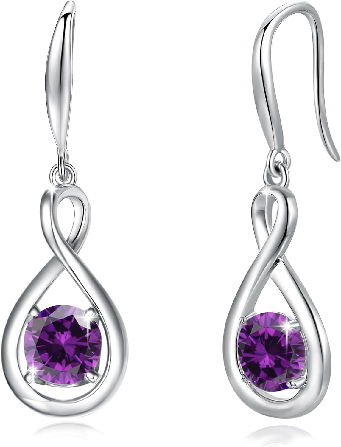 Dangle Drop Earrings in 925 Sterling Silver with Birthstone