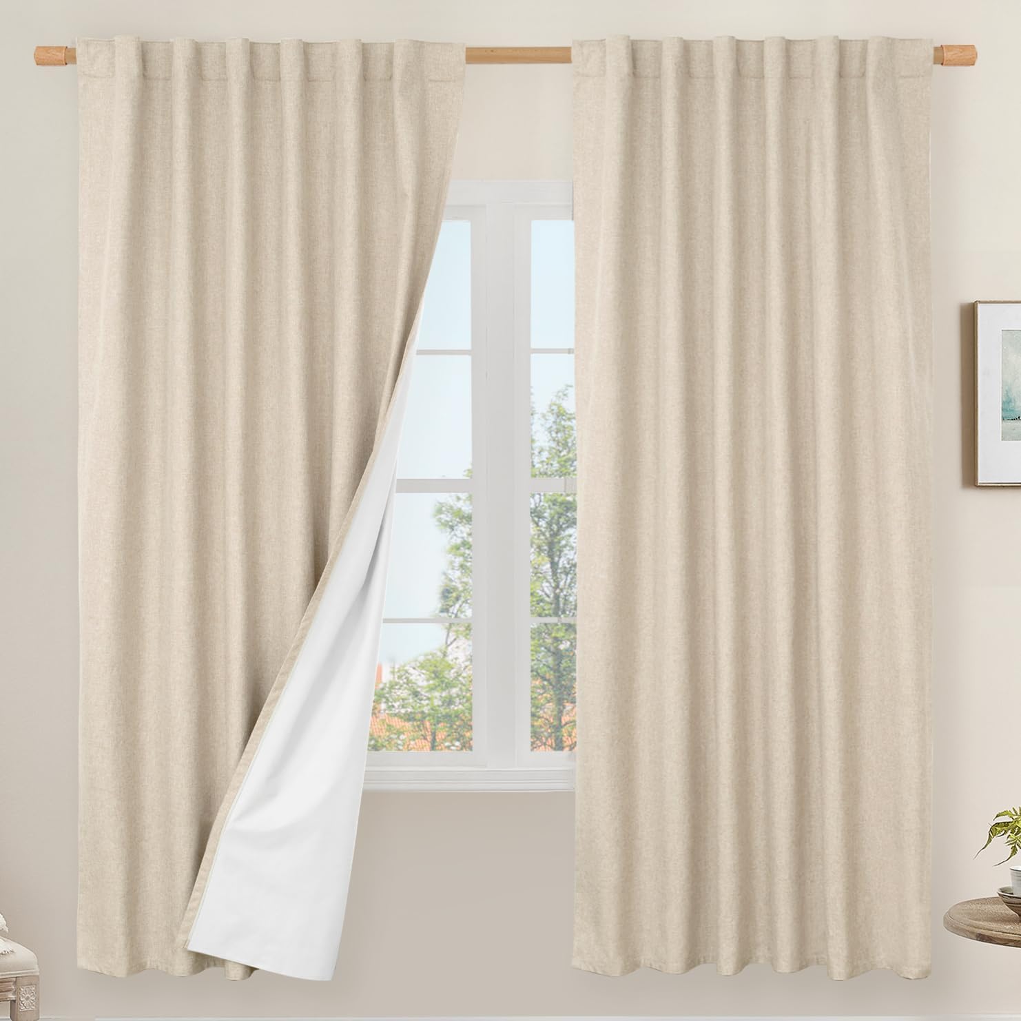 100% Blackout Natural Linen Curtains for Elegant Home Decor