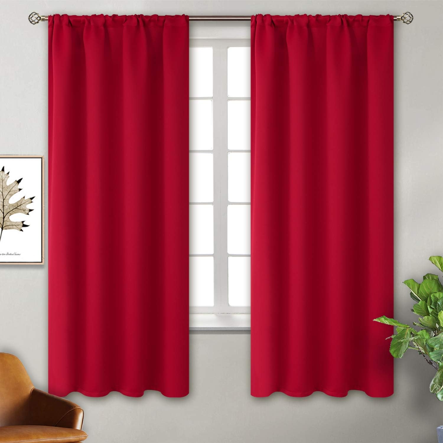 BGment Rod Pocket Red Blackout Curtains for Bedroom and Living Room