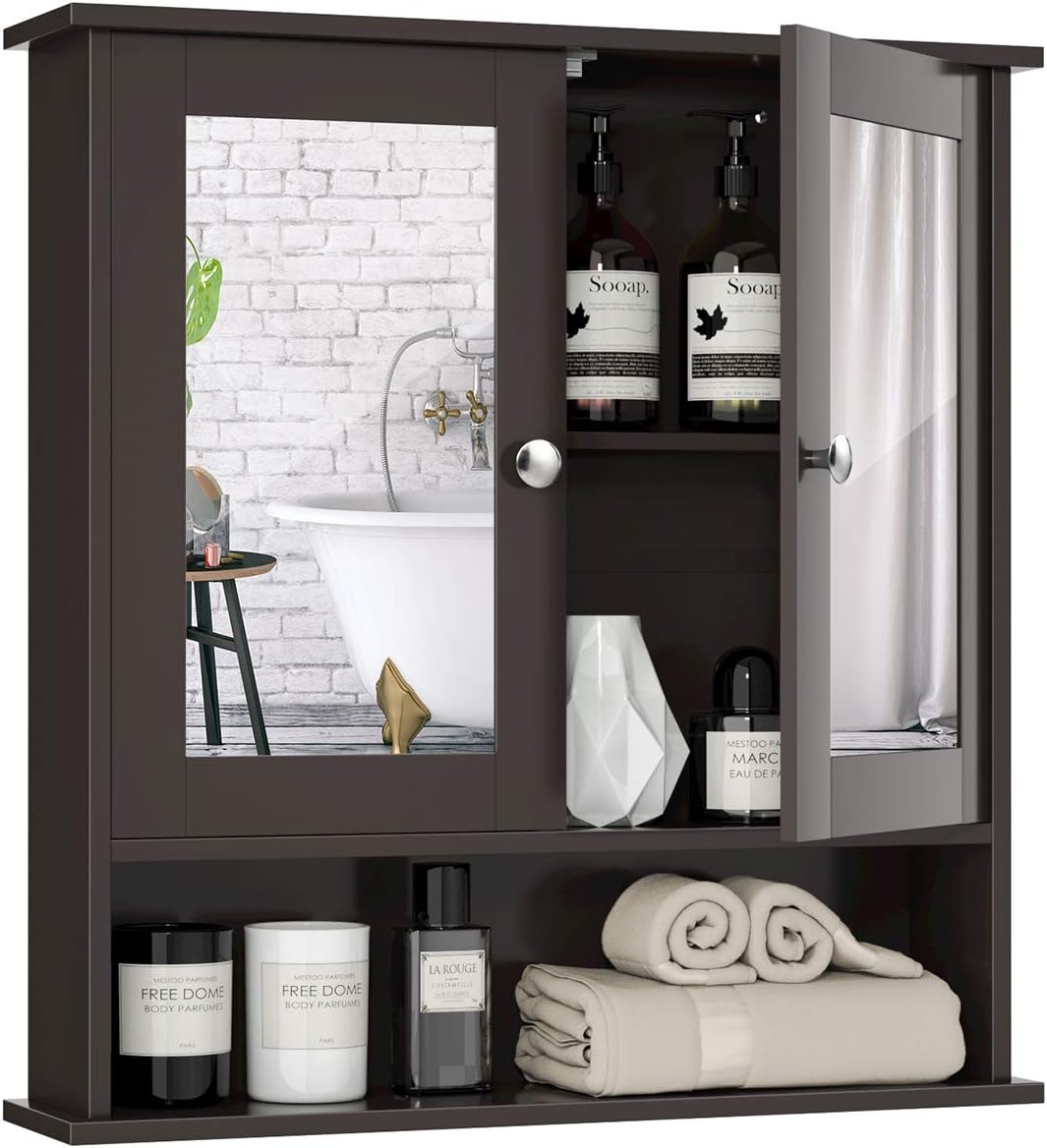 Tangkula Bathroom Medicine Cabinet with Mirror for Storage