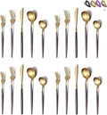 Silverware Set 40 Pieces Moon Surface Handle with Matte Gold Heads