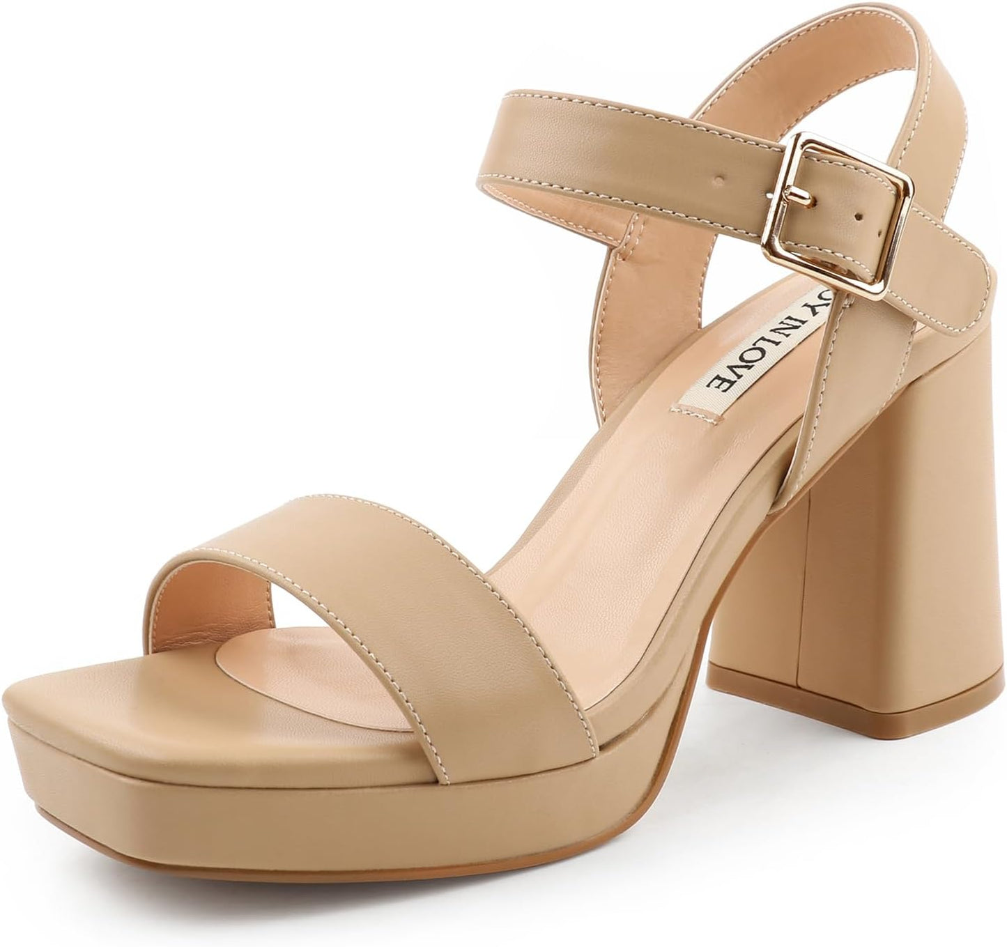 JOY IN LOVE Women's Chunky Platform High Heels Ankle Strap Sandals