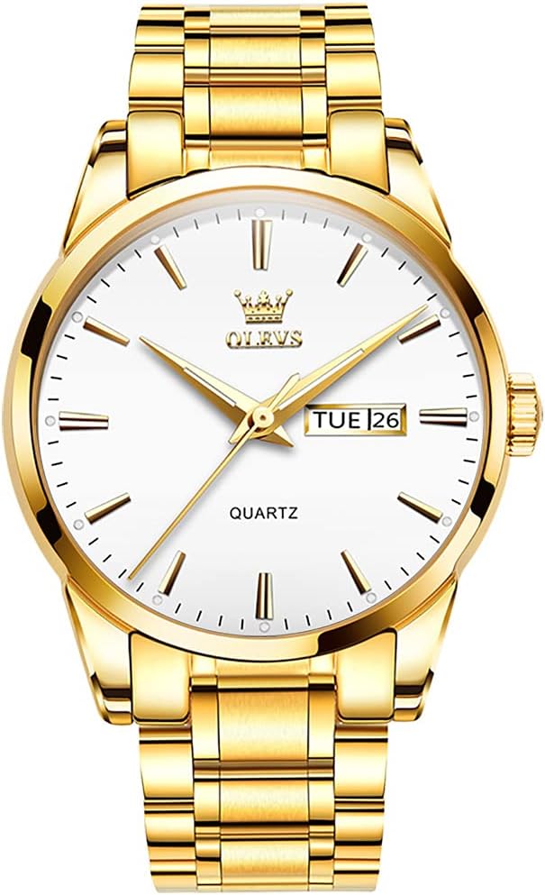 OLEVS Luxury Stainless Steel Men's Watch - Waterproof Luminous Day Date - QBAIZI