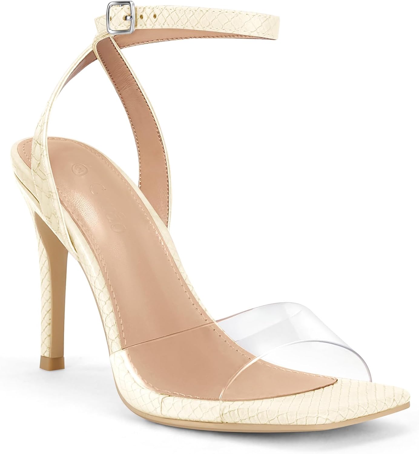 Coutgo Womens Clear Heels Sandals for Party and Dress Occasions