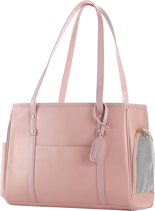 Fashion Dog Carrier Purse - Premium Leather Pet Travel Tote Bag
