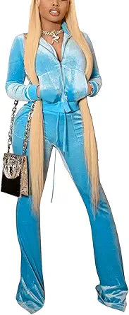 ZEYAYI Velvet 2 Piece Set for Women Cute Hoodied Outfit