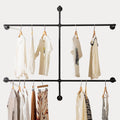 Industrial Pipe Clothing Rack Wall Mounted Garment Rack - Heavy Duty