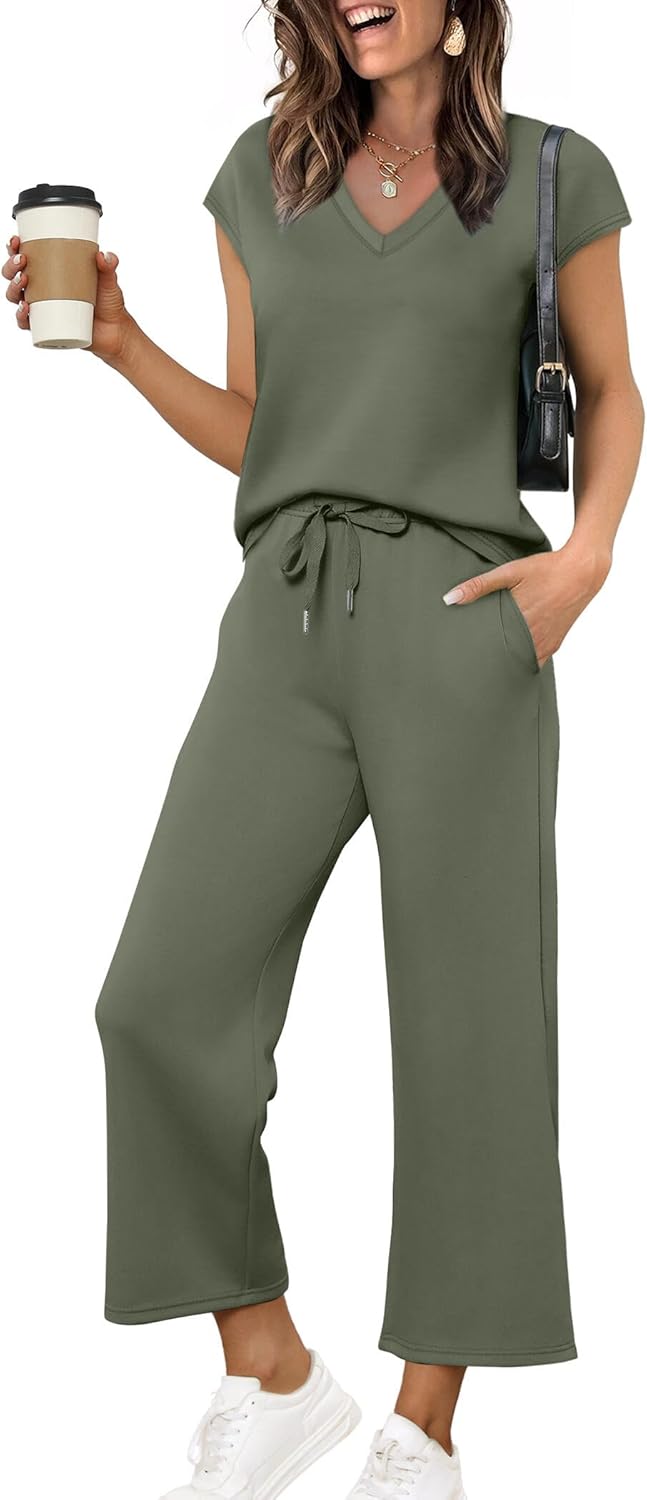 Saloogoe Two Piece Sets for Women Summer Outfits Lounge Sets