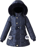 Girls Winter Dress Coats Faux Fur Hooded Fleece Jackets