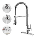 Chrome Kitchen Faucet with Pull Out Sprayer - Commercial Spring Design