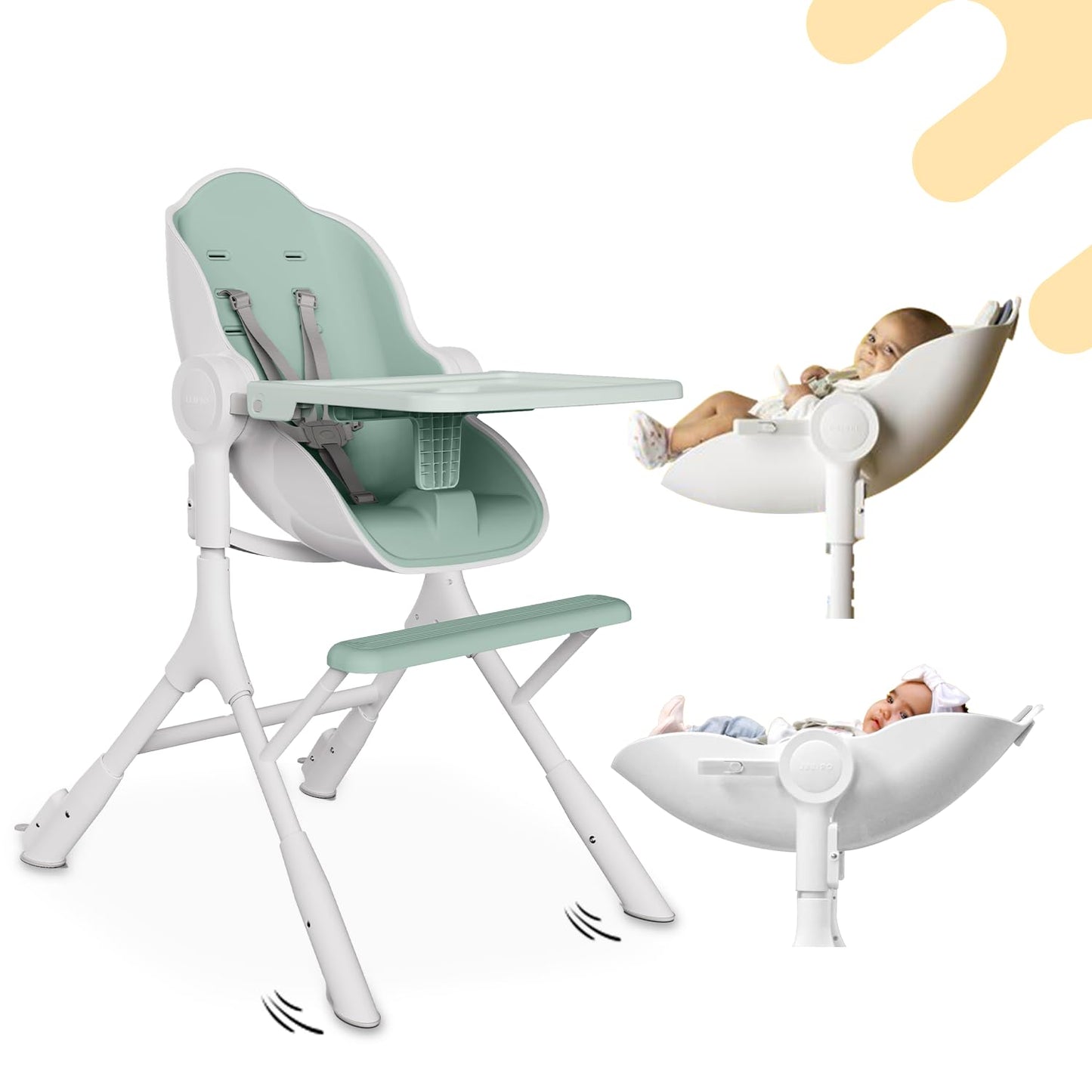 Glide & Lock: Oribel Cocoon Z High Chair | Convertible for Napping & Feeding