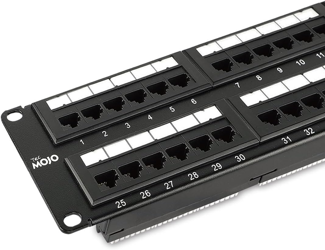 Tecmojo 48 Port Patch Panel for 19 Inch Rack Mount Systems