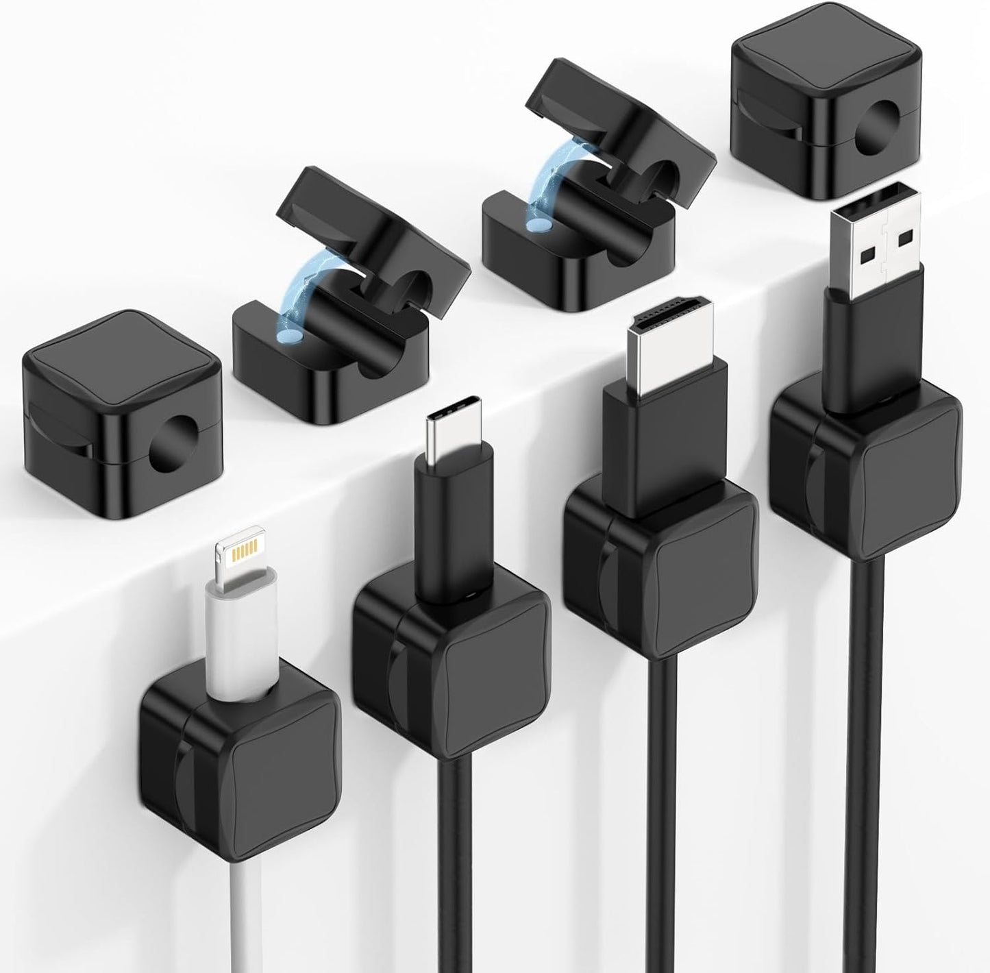 MoKo Magnetic Cable Clips x8 - Tidy Cords Effortlessly!