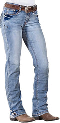 Boot Cut Jeans for Women Mid Waist Straight Leg - Classic Denim
