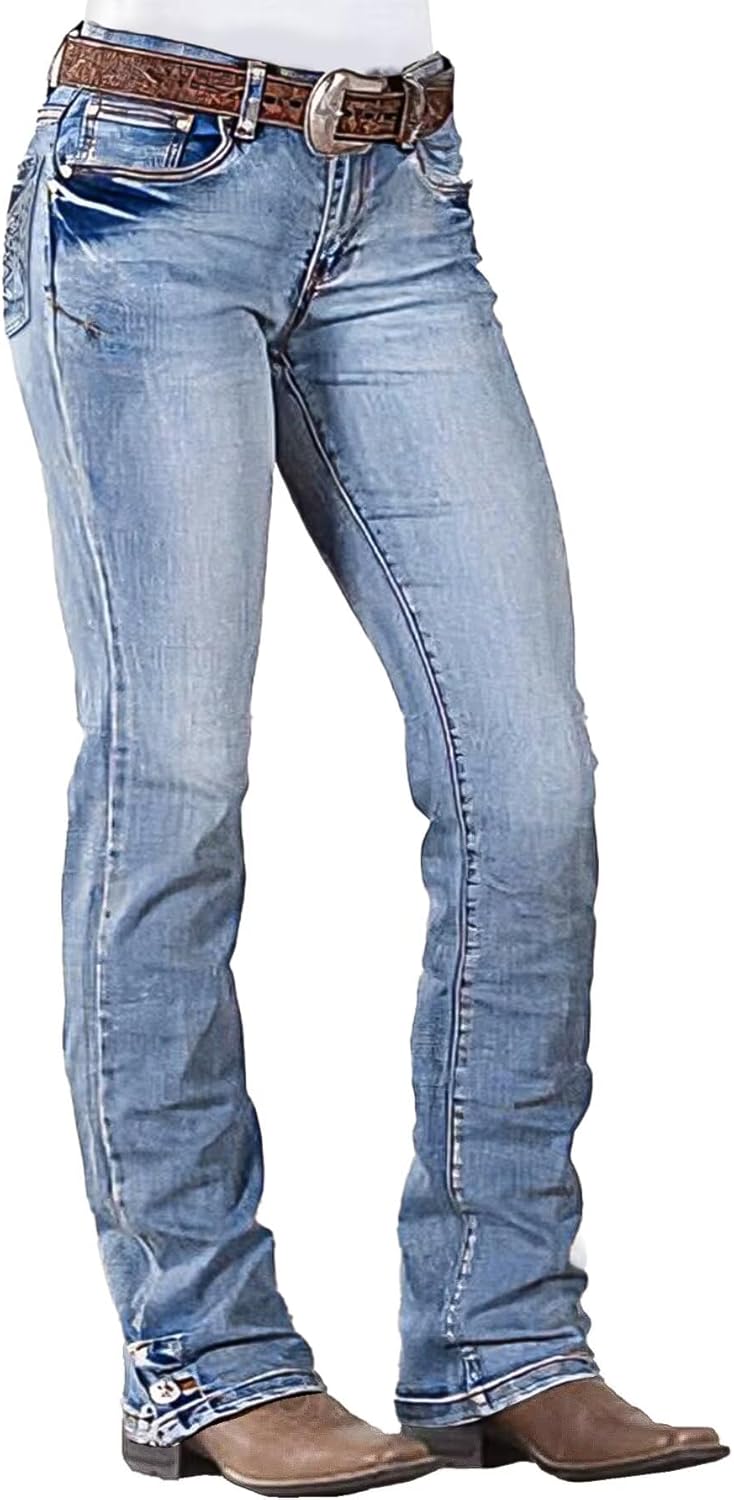 Flamingals Boot Cut Jeans for Women - Trendy Denim Pants