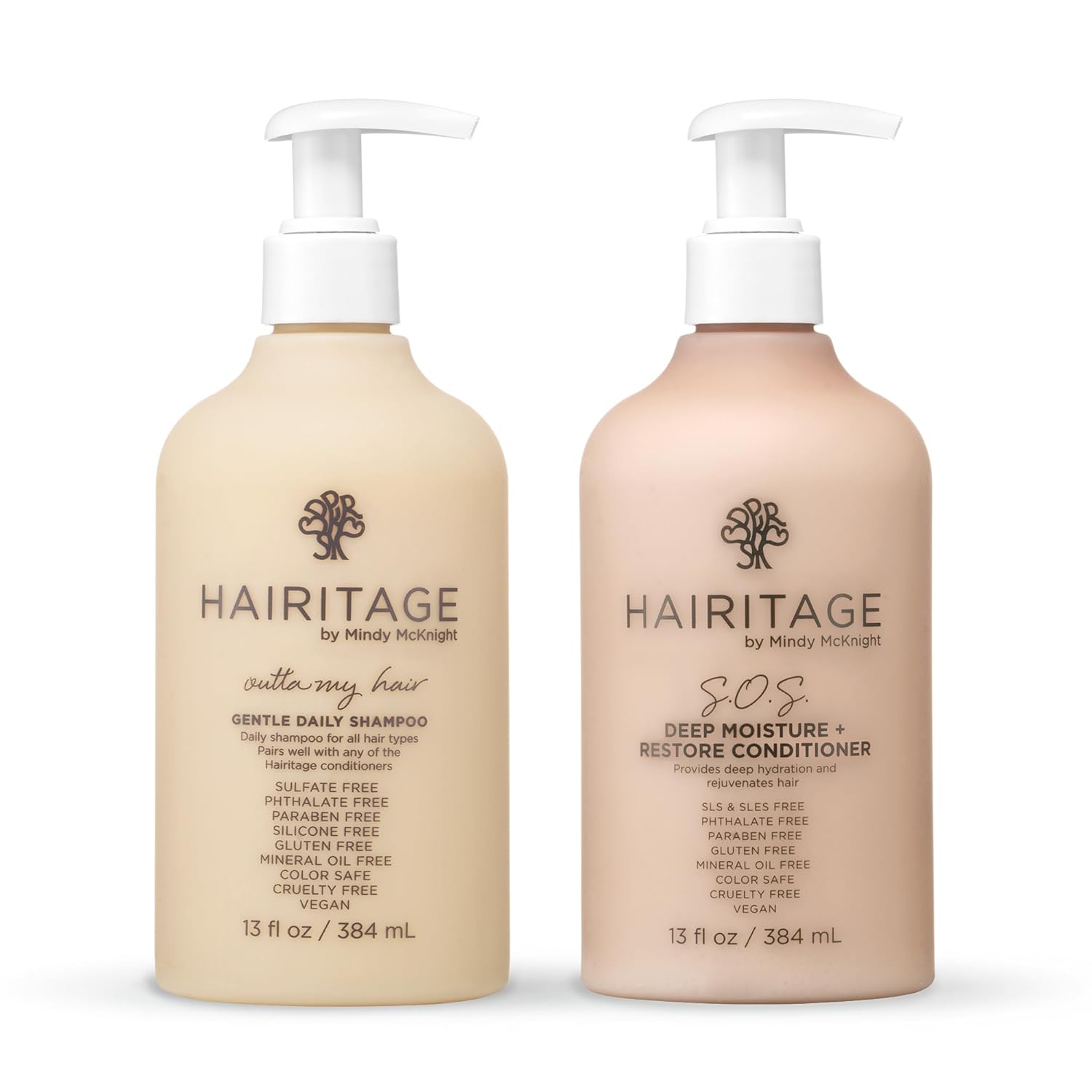 Hairitage Hydrating Shampoo & Conditioner Set - Jojoba & Safflower Oils - 13 oz