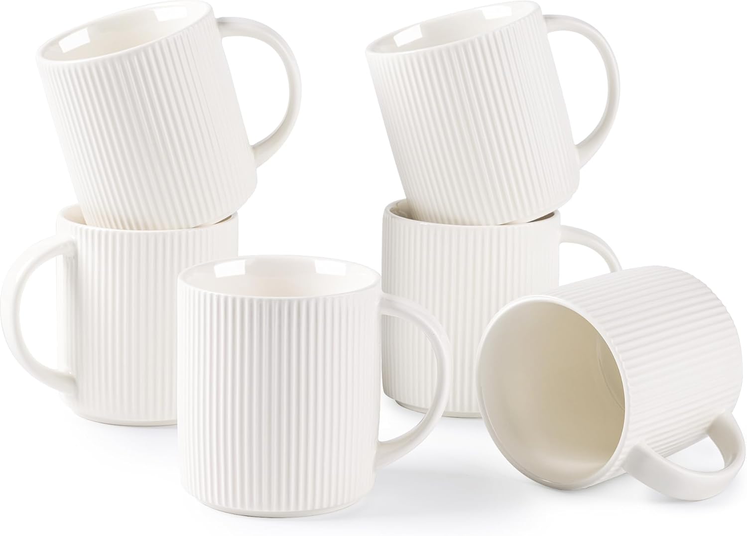 Handmade Ceramic Coffee Mugs Set of 6 for Latte and Tea