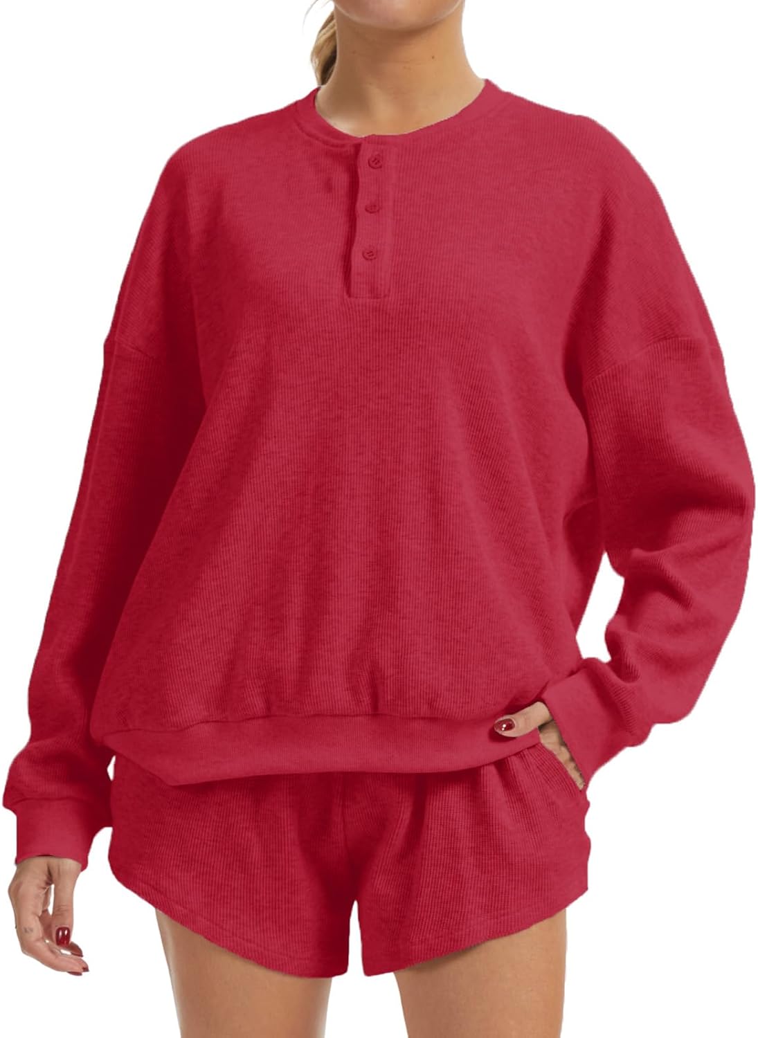 Stylish Women's Oversized Waffle Knit Lounge Set for Comfort