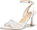 Womens Mesh Kitten Heels Sandals Pointed Open Toe - Dressy Low Heel
