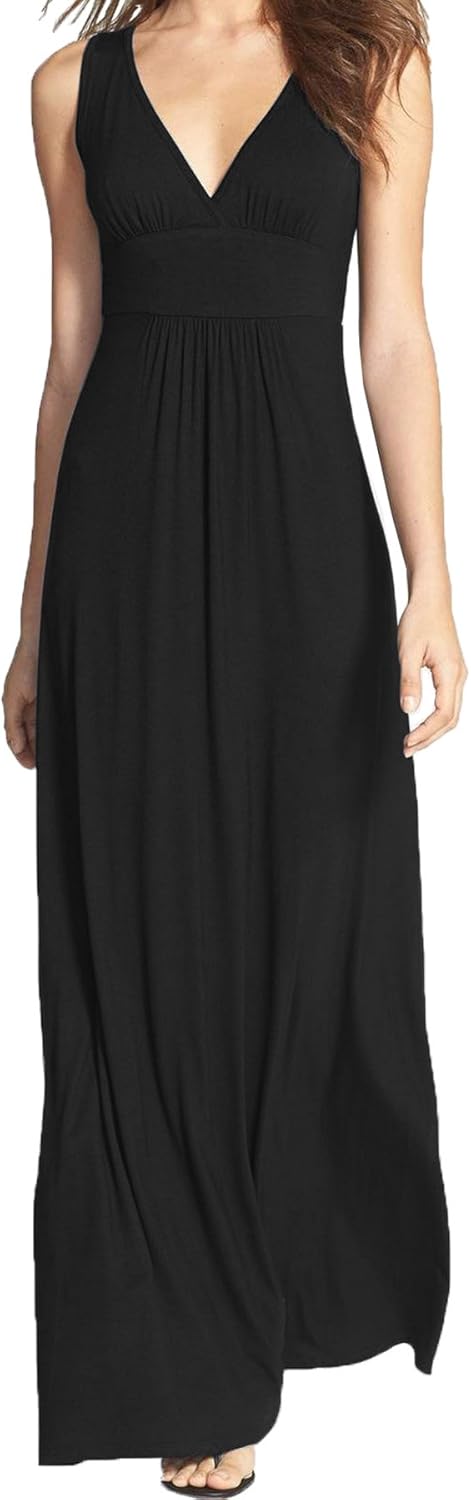 WOOSEA Women Sleeveless Deep V Neck Maxi Casual Dress Review
