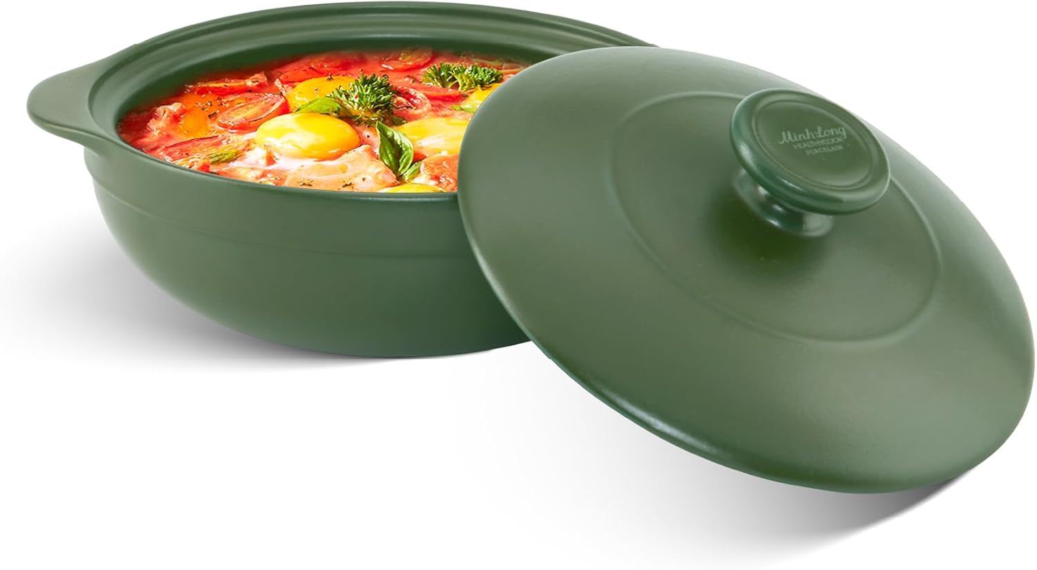 MINH LONG 1-Qt Porcelain Dutch Oven for Healthy Cooking