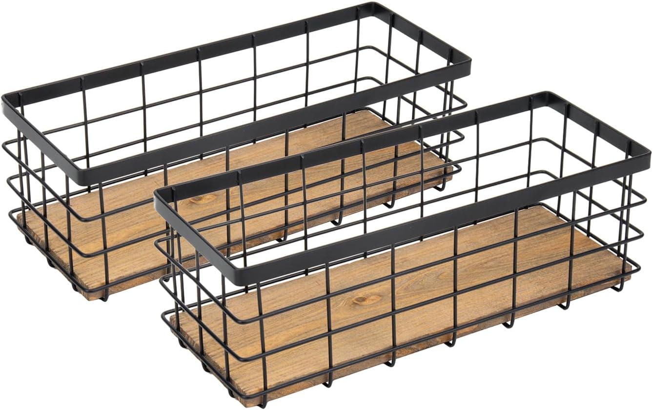 Farmhouse Small Metal Wire Storage Basket Bin for Home Use