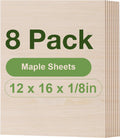 8 Pack Maple Plywood Sheets 12 x 16 x 1/8 in - Thin Laser Cut Wood