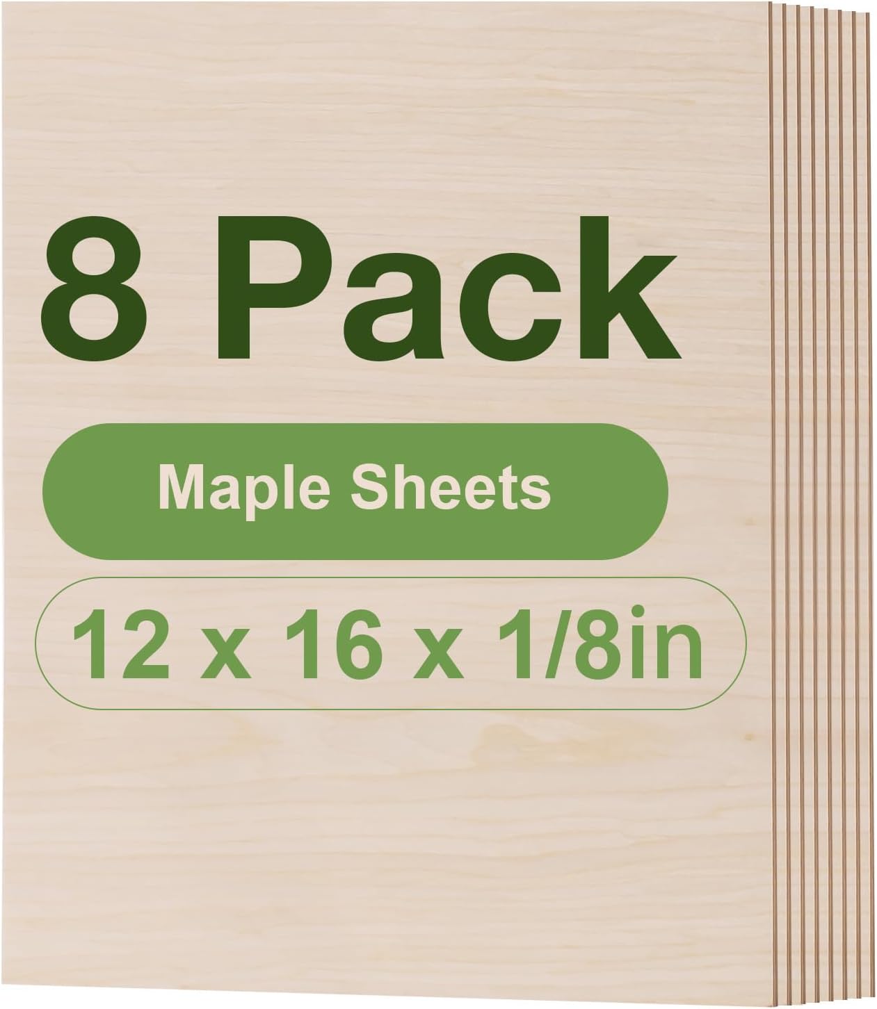 8 Pack Maple Plywood Sheets for Laser Cutting and Crafts