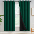100% Blackout Curtains 52Wx72L Emerald Green - Total Light Blocking
