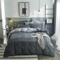 Queen Size Comforter Set Modern Geometric Grey Striped - Soft
