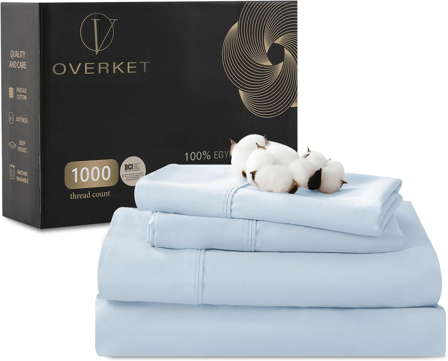 100% Egyptian Cotton Sheets King Size 1000 Thread Count Luxury