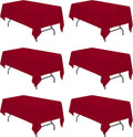 Burgundy Tablecloths 6 Pack for 6 ft Rectangle Tables - Durable Linen