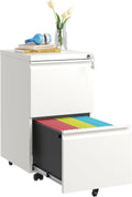 2 Drawer Mobile File Cabinet with Lock - Durable Under-Desk Storage